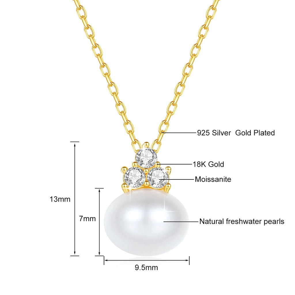 100% Real 18K Gold Pearl Necklace With Moissanite Stone Luxury AU750 K Gold Pendant Wedding Jewelry Gift With Certificate 2025