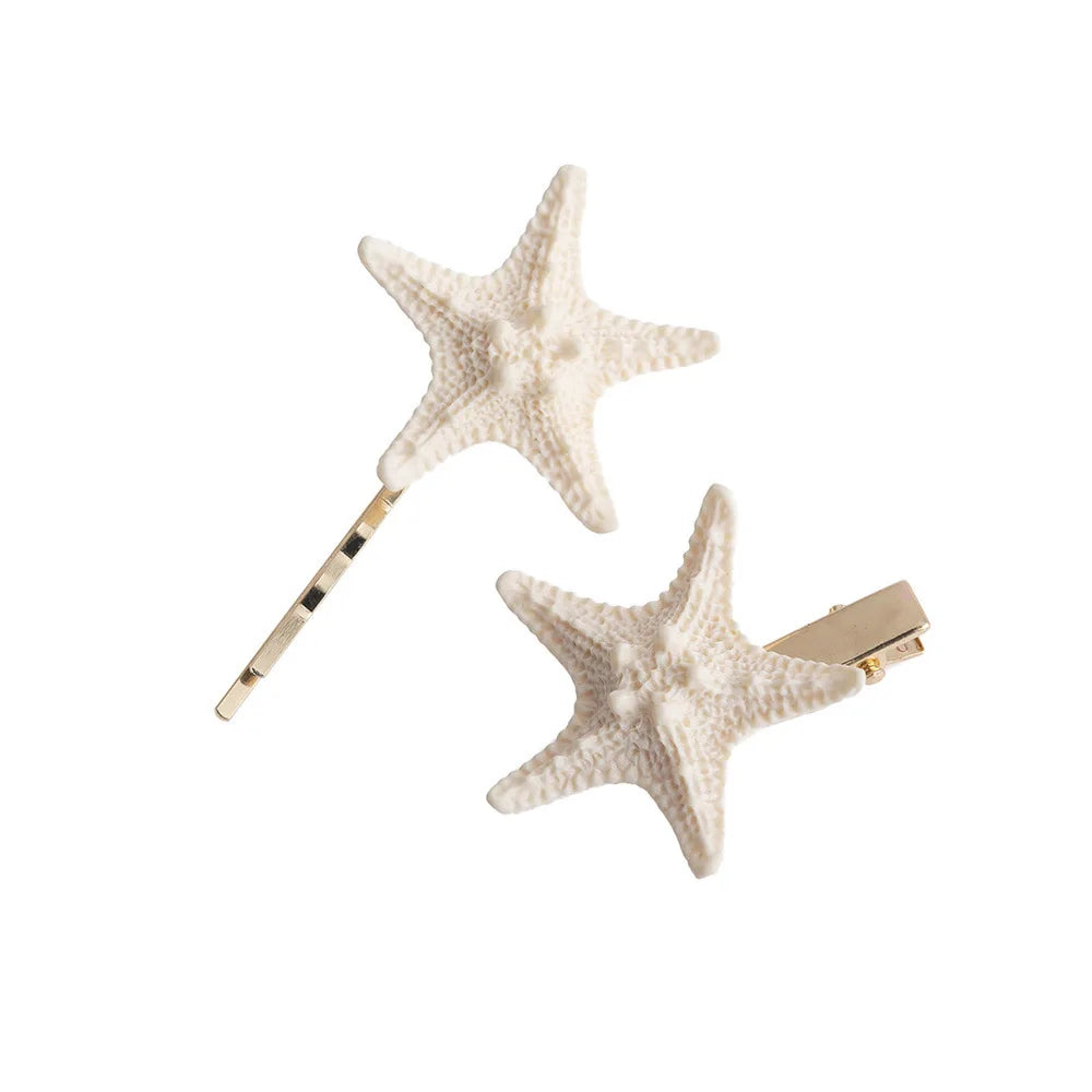 2PCS Starfish Sea Star Hairpin Natural Elegant Hair Clip Hairgrips Headwear Headdress Jewelry For Women Girls Hair Accessories