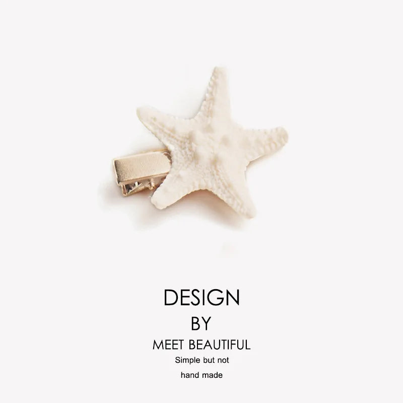 2PCS Starfish Sea Star Hairpin Natural Elegant Hair Clip Hairgrips Headwear Headdress Jewelry For Women Girls Hair Accessories