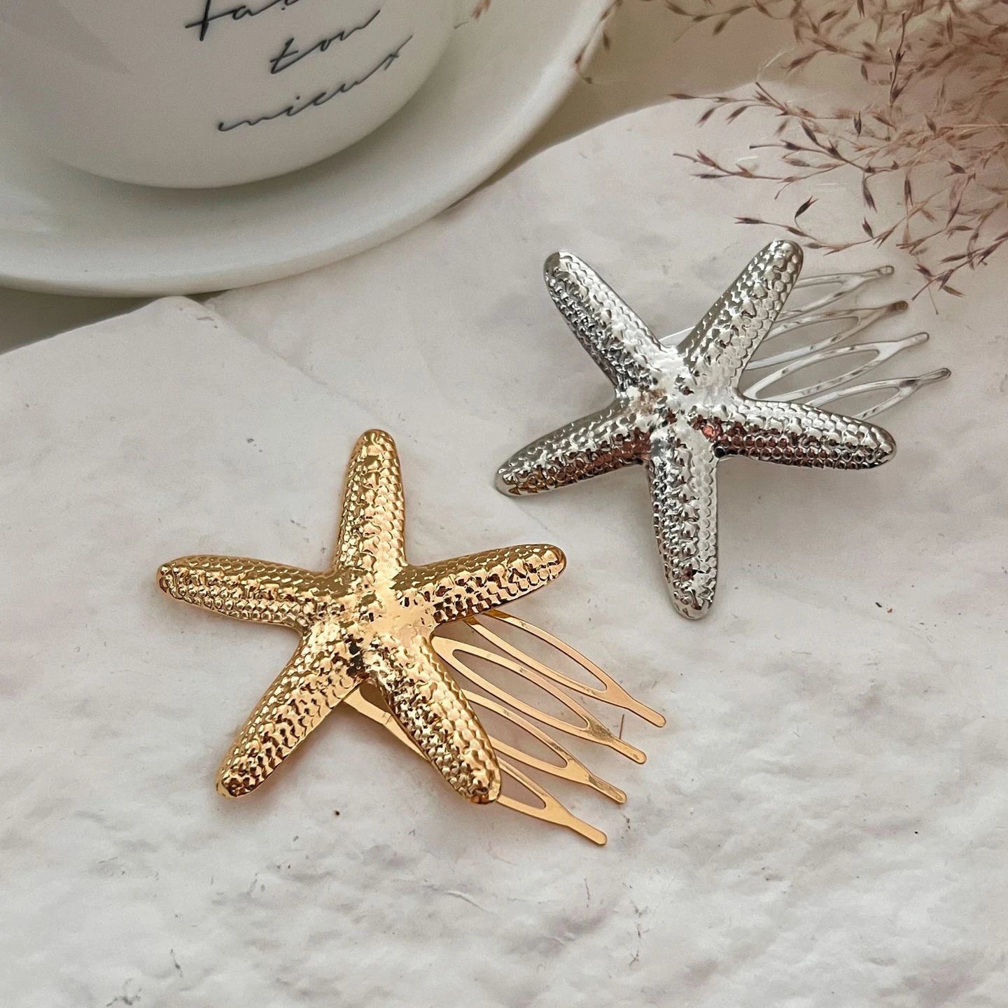 Simple Metal Starfish Hair Clip for Women Girls Gold Color Star Flower Hairpin Fashion Temperament Hair Fork Beach Accessories