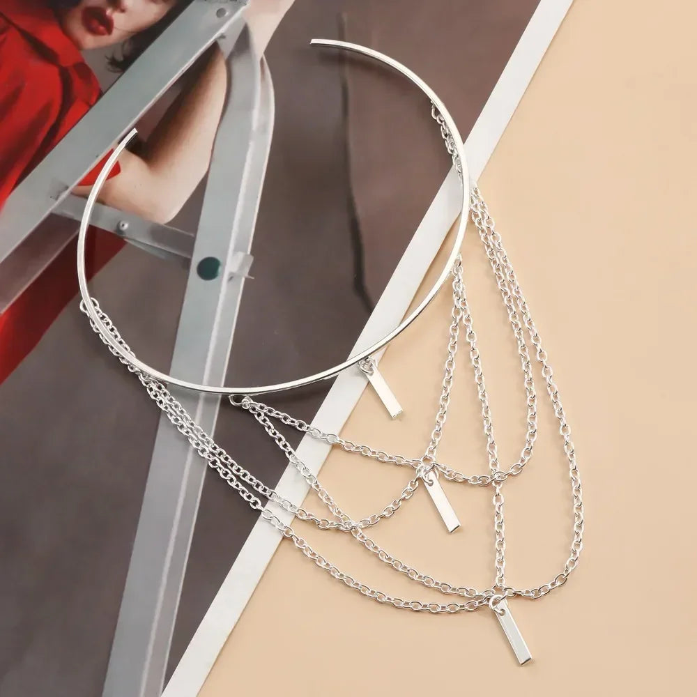 Gold Color Open Upper Arm Bracelet Women's Jewelry Rectangle Charm Tassel Arm Bangle Party Summer Fashion Accessories New