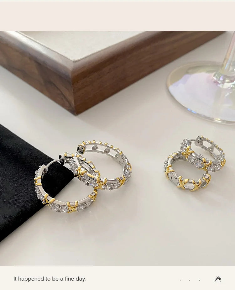 Design Girl's Jewelry Luxurious Accessories For Women‘s 2024 Fashionable Gold and Silver Color Inlay With Zircon Metal Earrings