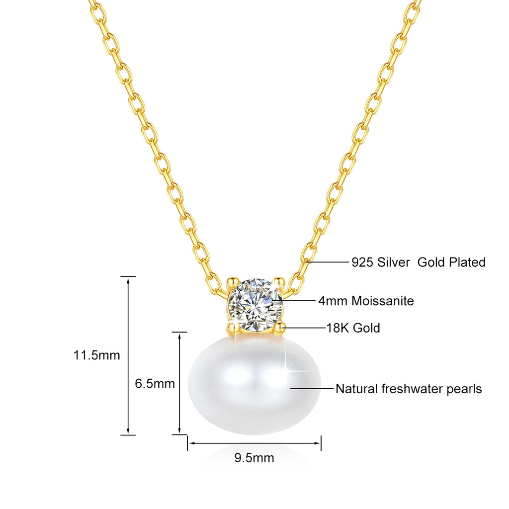100% Real 18K Gold Pearl Necklace With Moissanite Stone Luxury AU750 K Gold Pendant Wedding Jewelry Gift With Certificate 2025