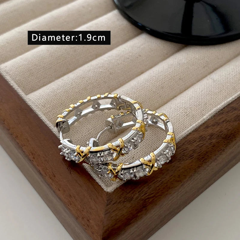 Design Girl's Jewelry Luxurious Accessories For Women‘s 2024 Fashionable Gold and Silver Color Inlay With Zircon Metal Earrings