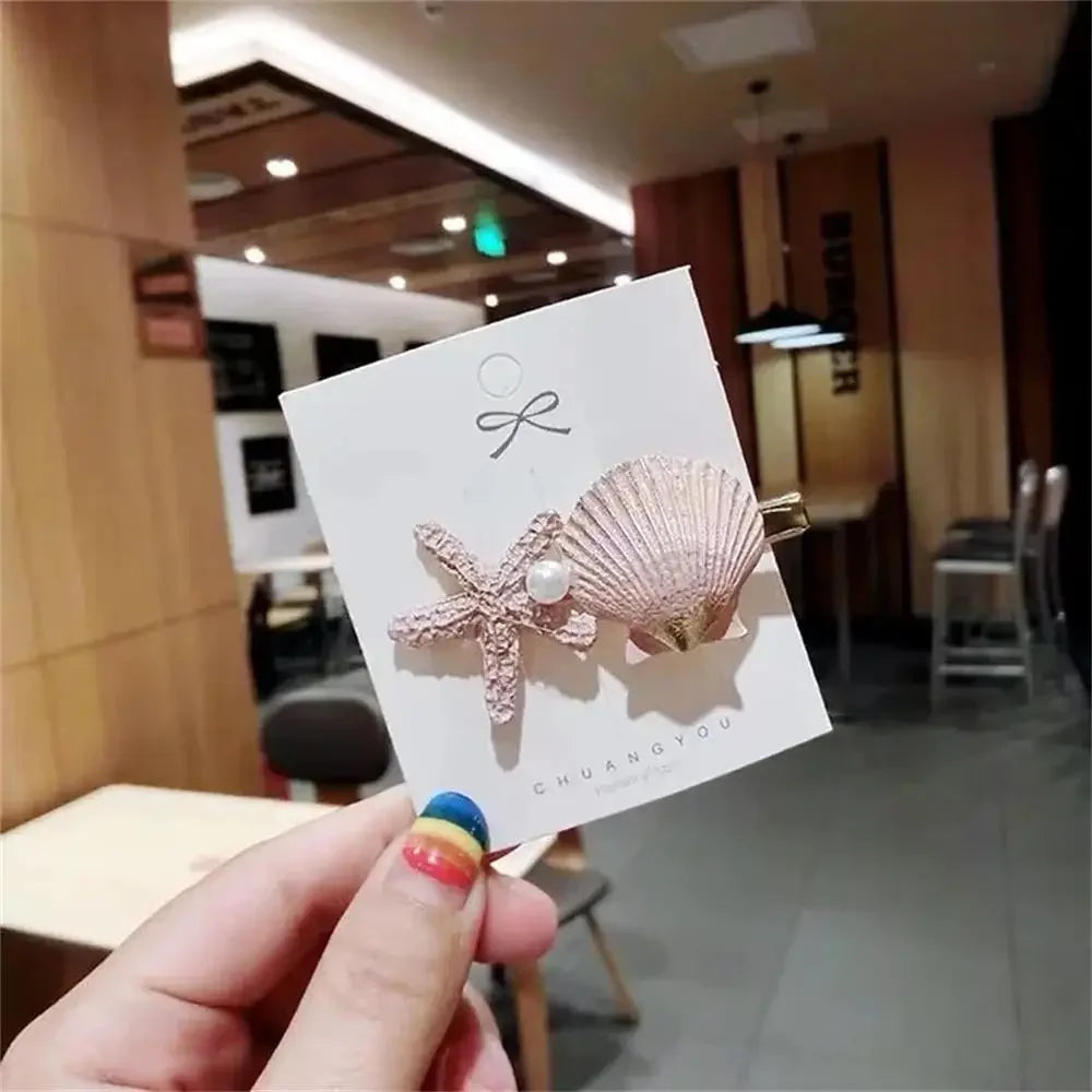 2PCS Starfish Sea Star Hairpin Natural Elegant Hair Clip Hairgrips Headwear Headdress Jewelry For Women Girls Hair Accessories