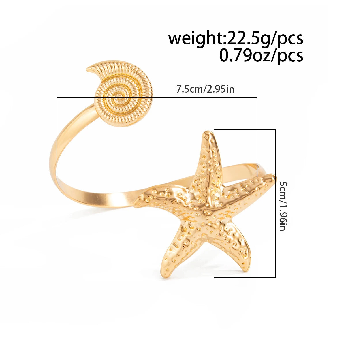 Luxury Gold Color Arm Bangles Stainless Steel Ocean Elements Bracelet Jewelry for Women, Hypoallergenic Gift & Party Accessories