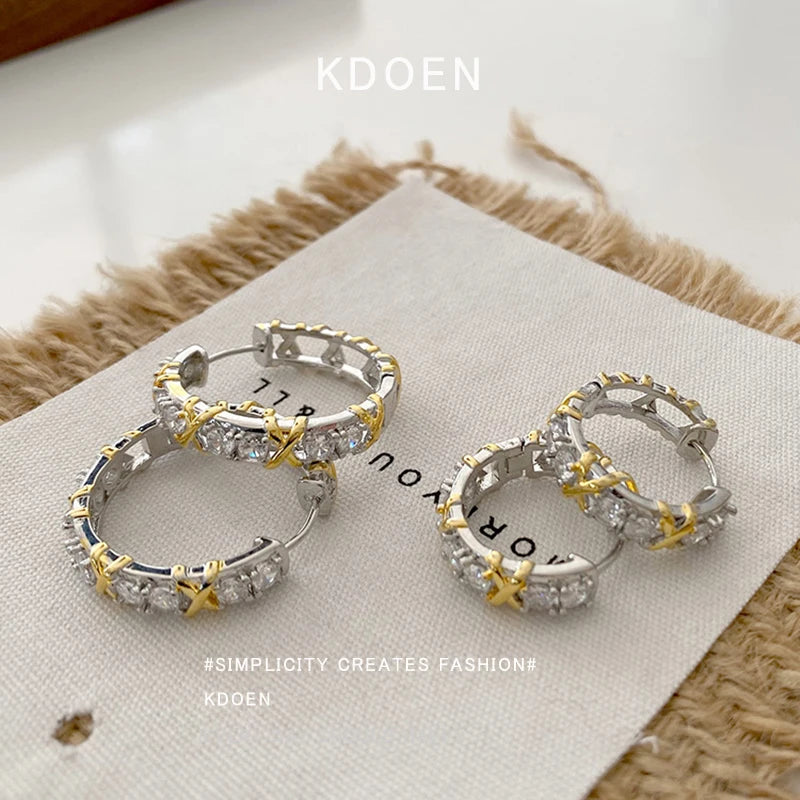 Design Girl's Jewelry Luxurious Accessories For Women‘s 2024 Fashionable Gold and Silver Color Inlay With Zircon Metal Earrings
