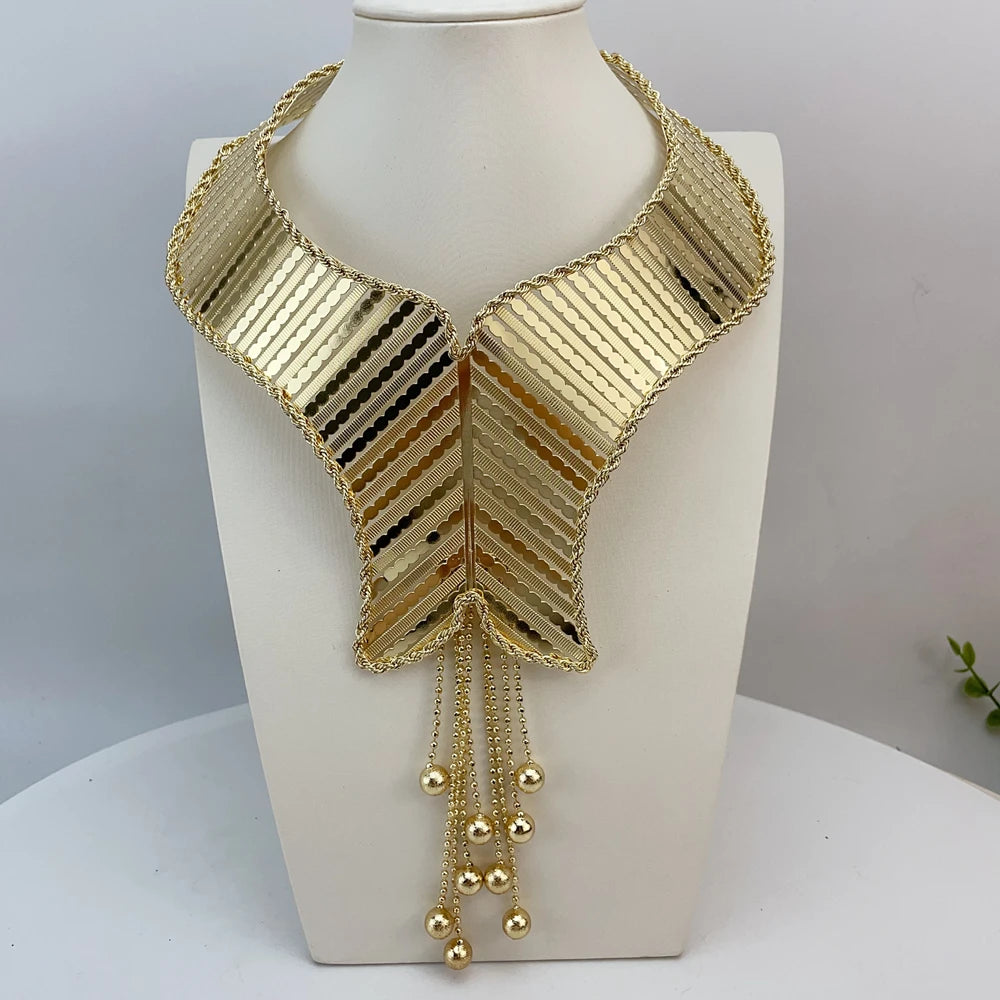 Fashion Italian Dubai Gold Plated Jewelry Set Simple Style Big Pendant Necklace Light Weight Jewelry Set for Woman FHK22986