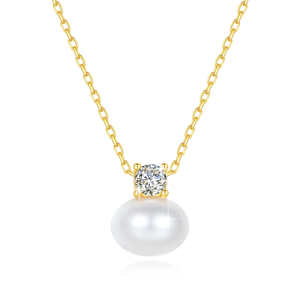 100% Real 18K Gold Pearl Necklace With Moissanite Stone Luxury AU750 K Gold Pendant Wedding Jewelry Gift With Certificate 2025