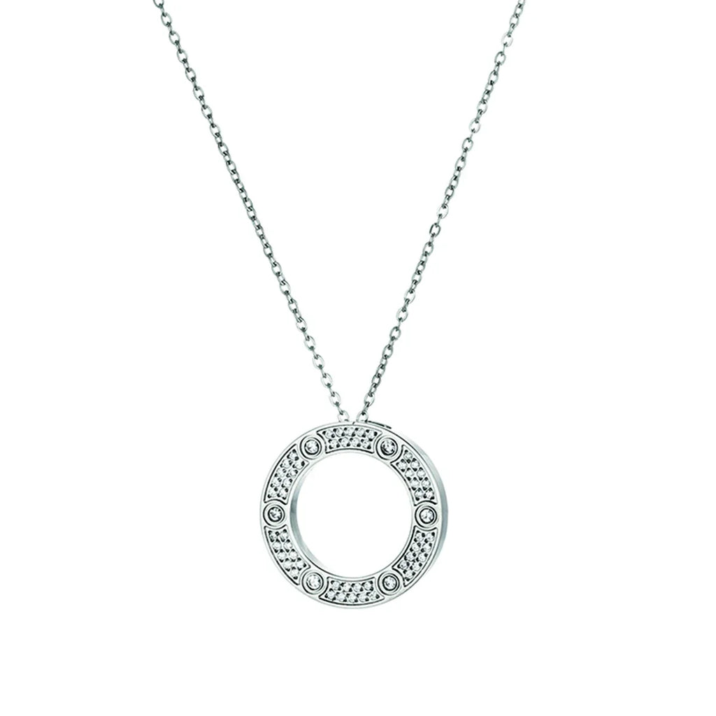 Fashion  Elegant Jewelry Crystal Circle Pendant Necklace  for Women Women Fashion Necklace Jewelry Gift