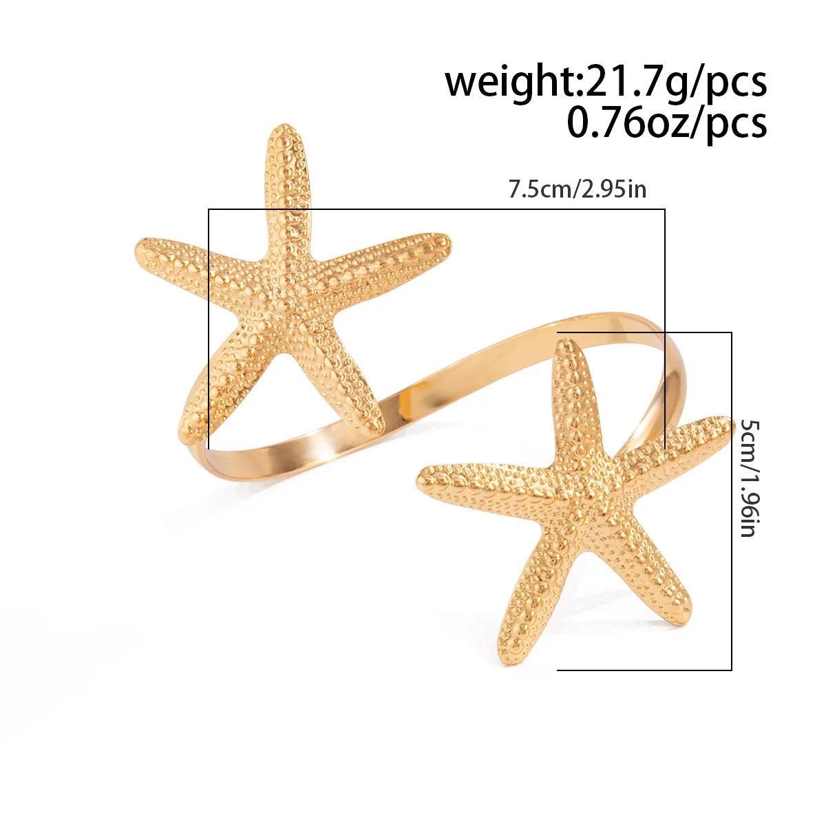 Trendy Metal Starfish Open Cuff Bangles for Women Elegant Flower Spiral Upper Arm Bracelet Boho Beach Vacation Jewelry Gifts