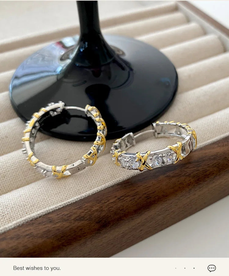 Design Girl's Jewelry Luxurious Accessories For Women‘s 2024 Fashionable Gold and Silver Color Inlay With Zircon Metal Earrings