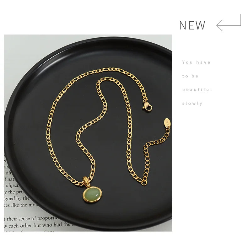 Fashion Necklaces Earring For Woman Set Elegant Green Stone Pendant Poland Wedding Jewelry High Quality Fine Gift Wholesale