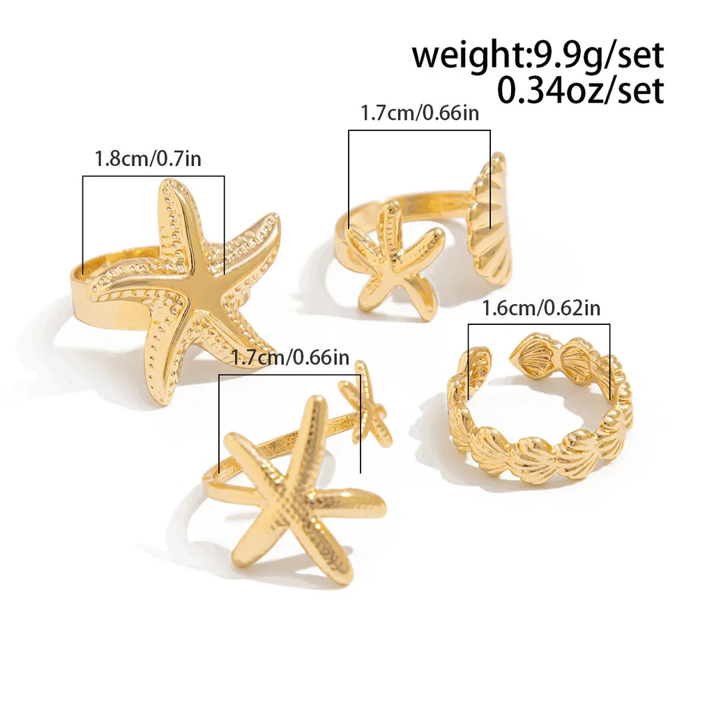 DIEZI Hip Hop Punk Starfish Shell Cuff Bangles For Women Men Exaggerated Fashion Gold Silver Color Bangles Bracelets Jewelry