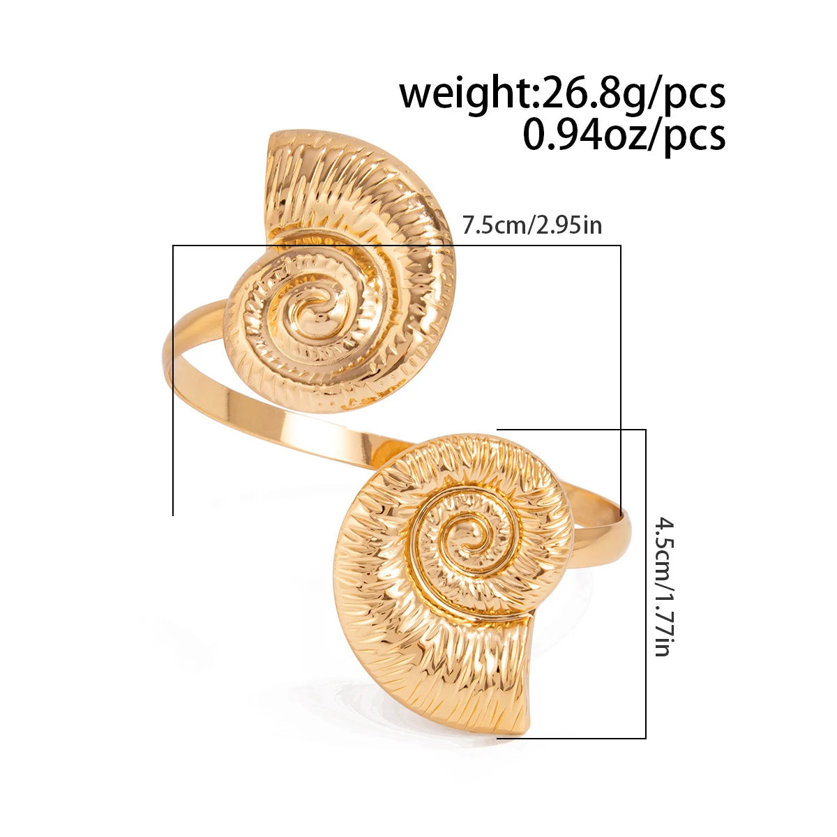 Luxury Gold Color Arm Bangles Stainless Steel Ocean Elements Bracelet Jewelry for Women, Hypoallergenic Gift & Party Accessories