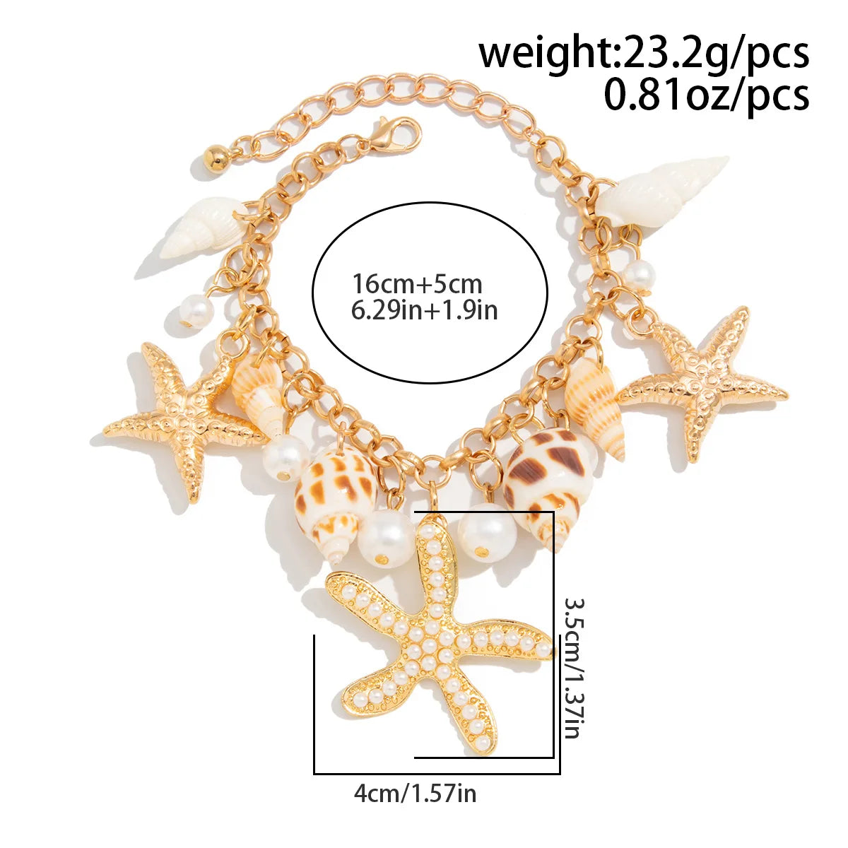 DIEZI Hip Hop Punk Starfish Shell Cuff Bangles For Women Men Exaggerated Fashion Gold Silver Color Bangles Bracelets Jewelry