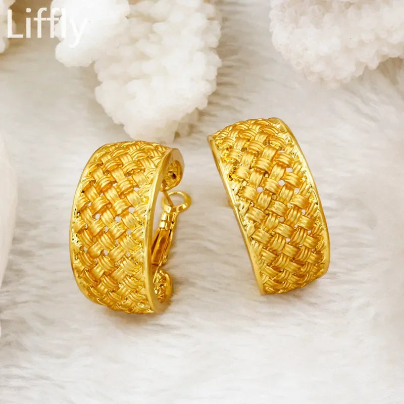 Fashion 24k Gold Color Necklace African Jewelry Sets for Women Nigerian Bridal Wedding Jewellery Bracelet Earrings Ring