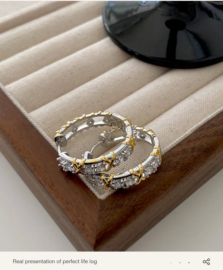 Design Girl's Jewelry Luxurious Accessories For Women‘s 2024 Fashionable Gold and Silver Color Inlay With Zircon Metal Earrings