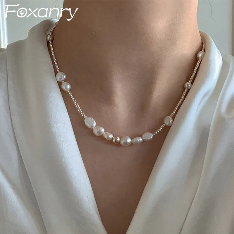 FOXANRY INS Fashion Pearl Necklace Bride Jewelry Charm Women Girl New Fashion Elegant Wedding Party Accessories Gifts Wholesale