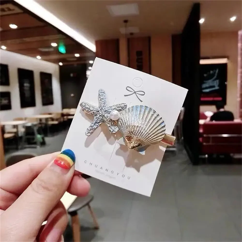 2PCS Starfish Sea Star Hairpin Natural Elegant Hair Clip Hairgrips Headwear Headdress Jewelry For Women Girls Hair Accessories