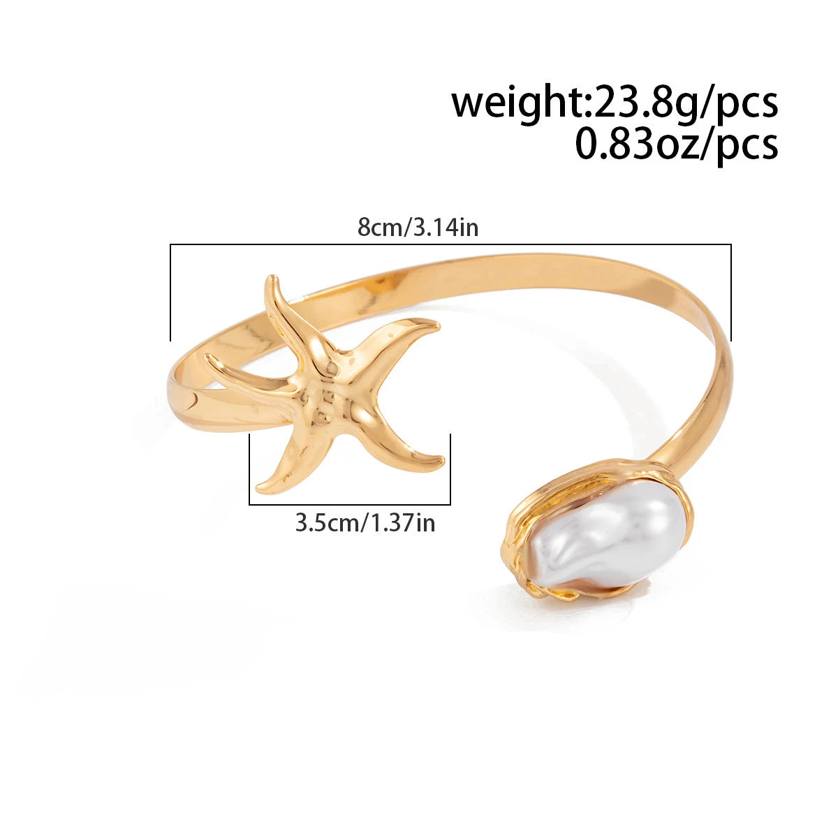 Luxury Gold Color Arm Bangles Stainless Steel Ocean Elements Bracelet Jewelry for Women, Hypoallergenic Gift & Party Accessories