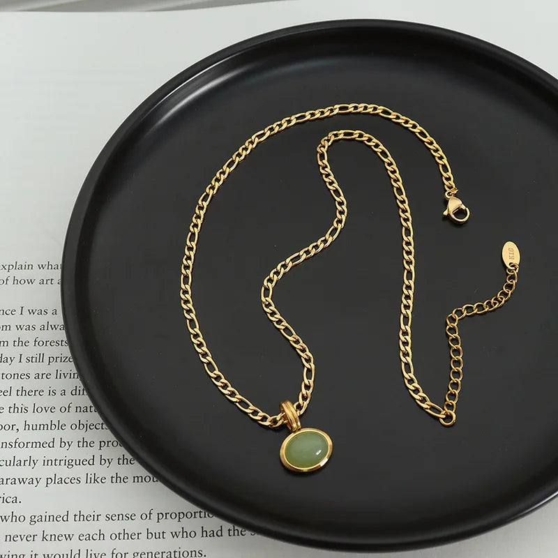 Fashion Necklaces Earring For Woman Set Elegant Green Stone Pendant Poland Wedding Jewelry High Quality Fine Gift Wholesale