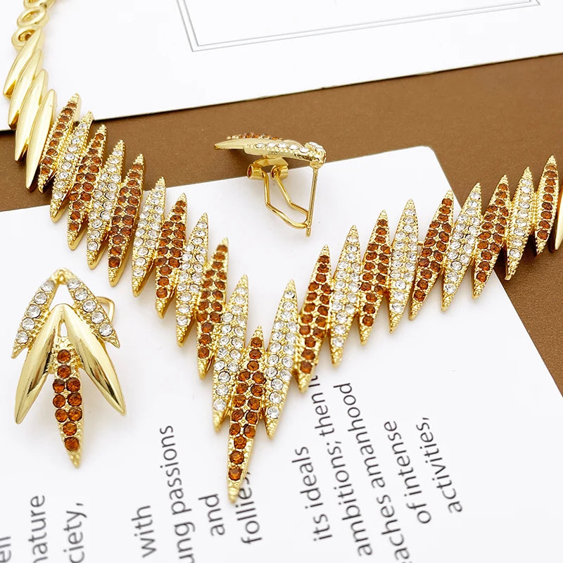Fashion Jewelry Sets Gold Color Necklace And Earrings For Women 4 Pieces Jewelry Set