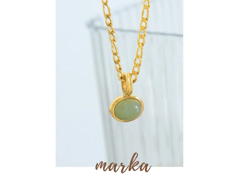 Fashion Necklaces Earring For Woman Set Elegant Green Stone Pendant Poland Wedding Jewelry High Quality Fine Gift Wholesale