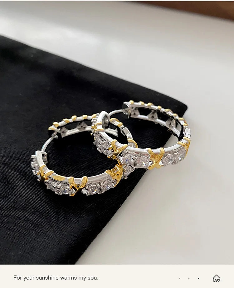 Design Girl's Jewelry Luxurious Accessories For Women‘s 2024 Fashionable Gold and Silver Color Inlay With Zircon Metal Earrings