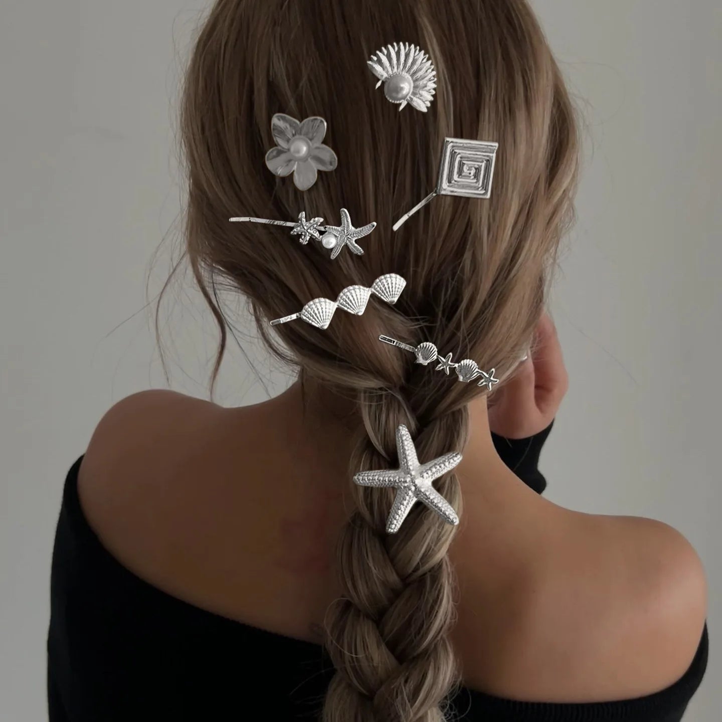 Simple Metal Starfish Hair Clip for Women Girls Gold Color Star Flower Hairpin Fashion Temperament Hair Fork Beach Accessories
