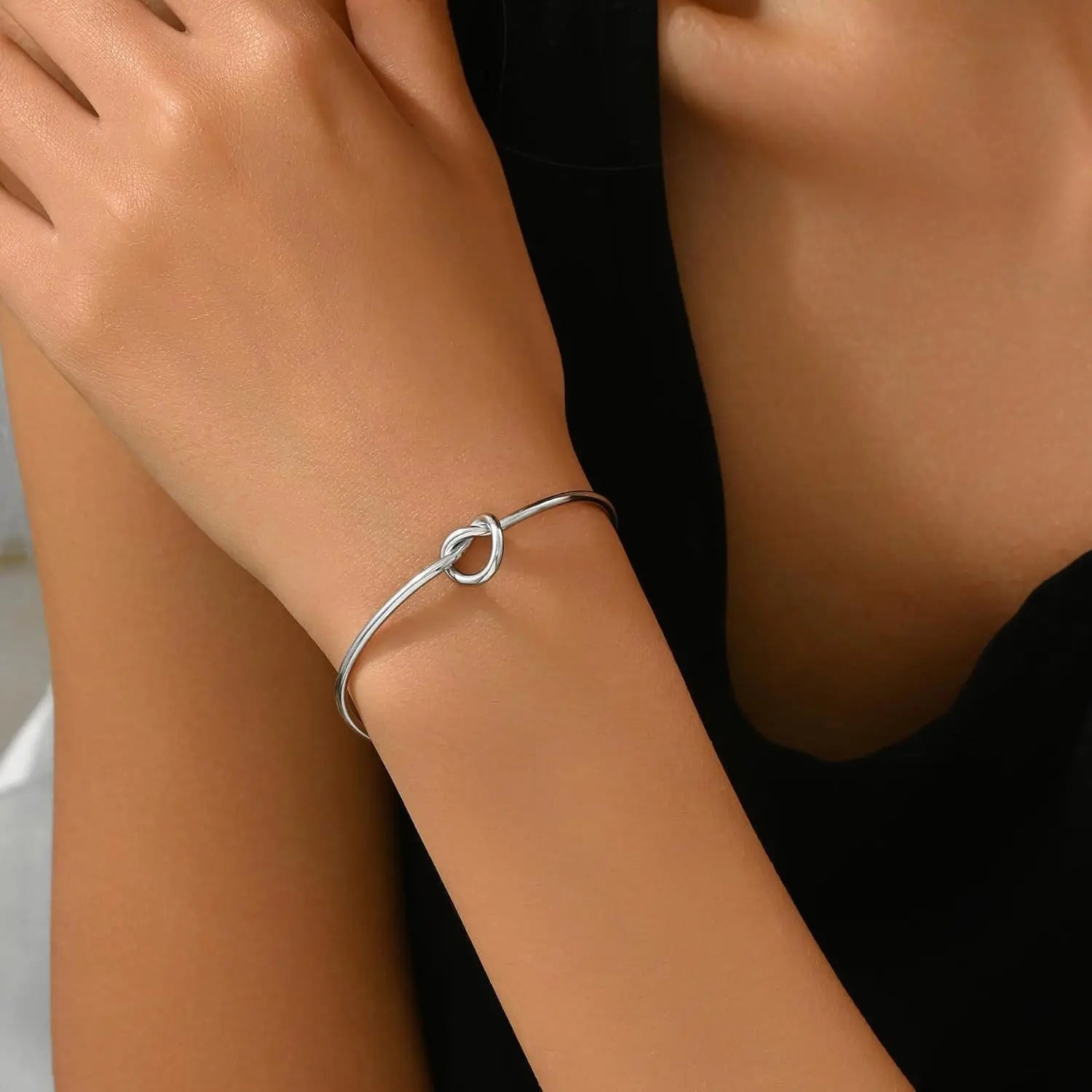 Stainless Steel Geometric Water Drop Shape Bangles for Women Vintage Simple Upper Arm Bracelet Adjustable Boho Chic Jewelry Gift