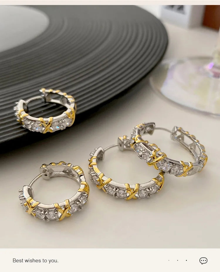 Design Girl's Jewelry Luxurious Accessories For Women‘s 2024 Fashionable Gold and Silver Color Inlay With Zircon Metal Earrings