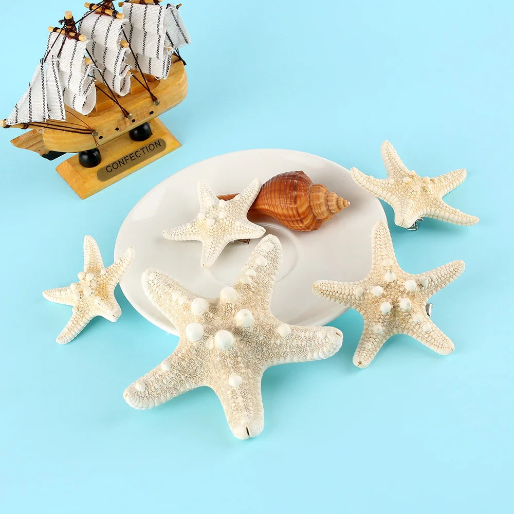 2Pcs Fashion Starfish Hair Clip Star Sea Hairpin Women Elegant Natural Beach Jewelry Hair Accessories
