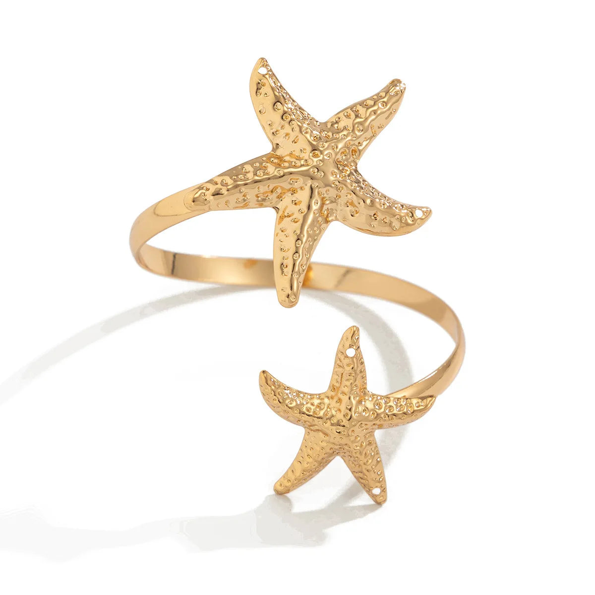 Trendy Metal Starfish Open Cuff Bangles for Women Elegant Flower Spiral Upper Arm Bracelet Boho Beach Vacation Jewelry Gifts