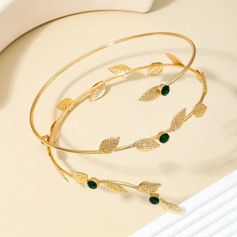 Fashion Trend Leaves Multi-layer Opening Bracelet, Ladies Arm Ring Vacation Style Vacation Party Accessories Jewelry