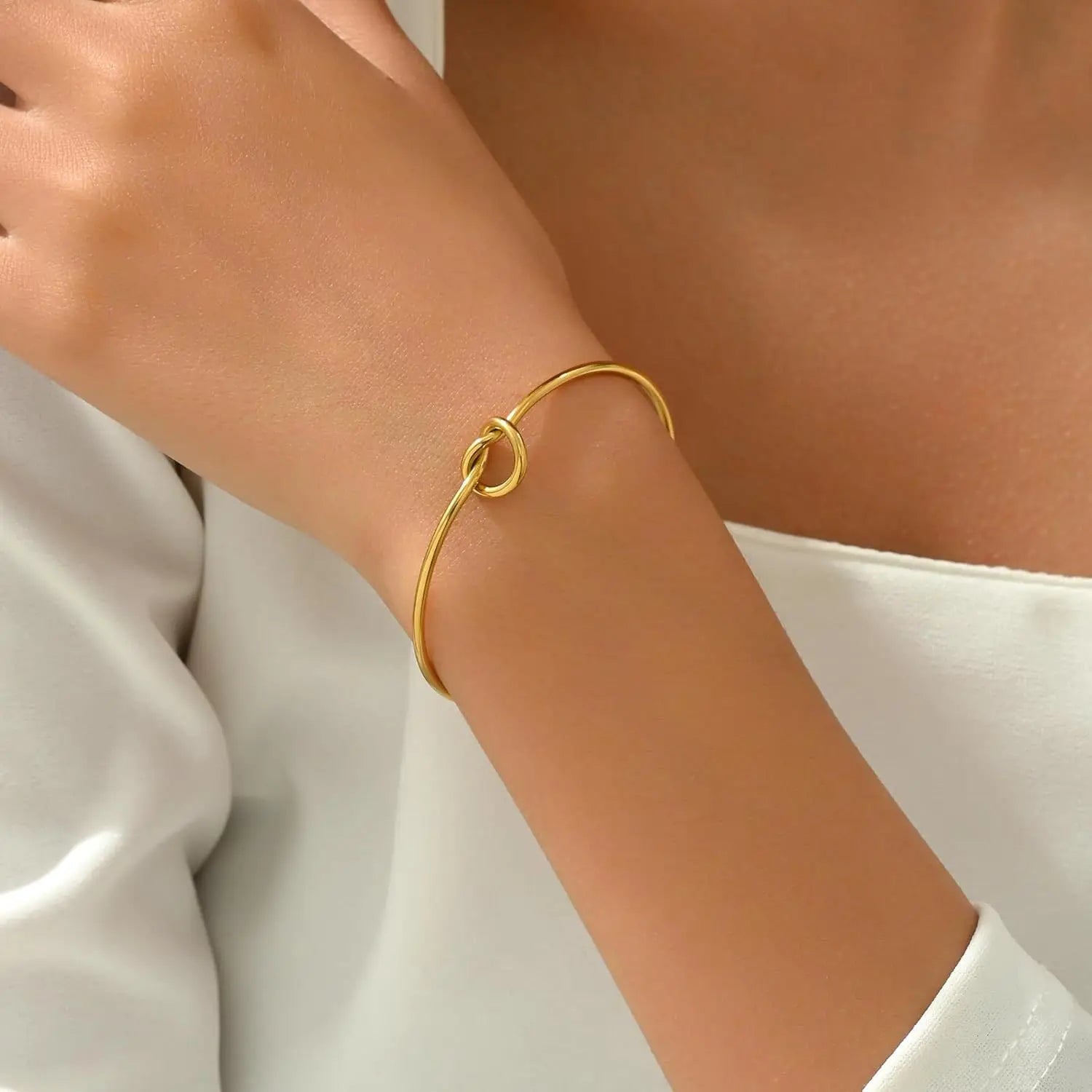 Stainless Steel Geometric Water Drop Shape Bangles for Women Vintage Simple Upper Arm Bracelet Adjustable Boho Chic Jewelry Gift