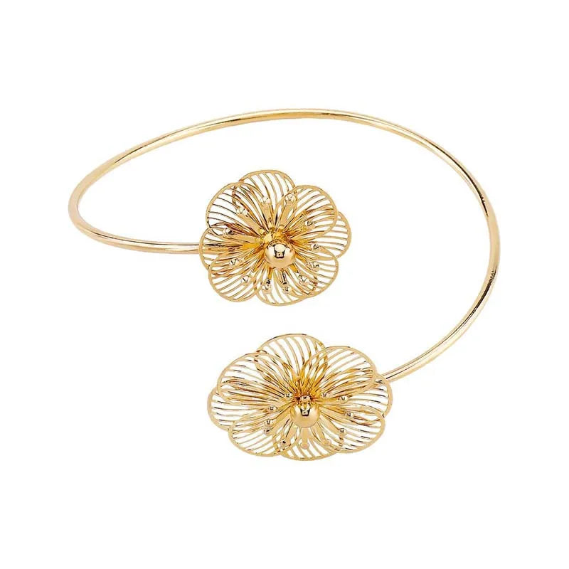 Vintage Gold Color Waterdrop Open Cuff Bracelets for Women Fashion Metal Geometric Cross Adjustable Arm Bracelets Jewelry Gifts