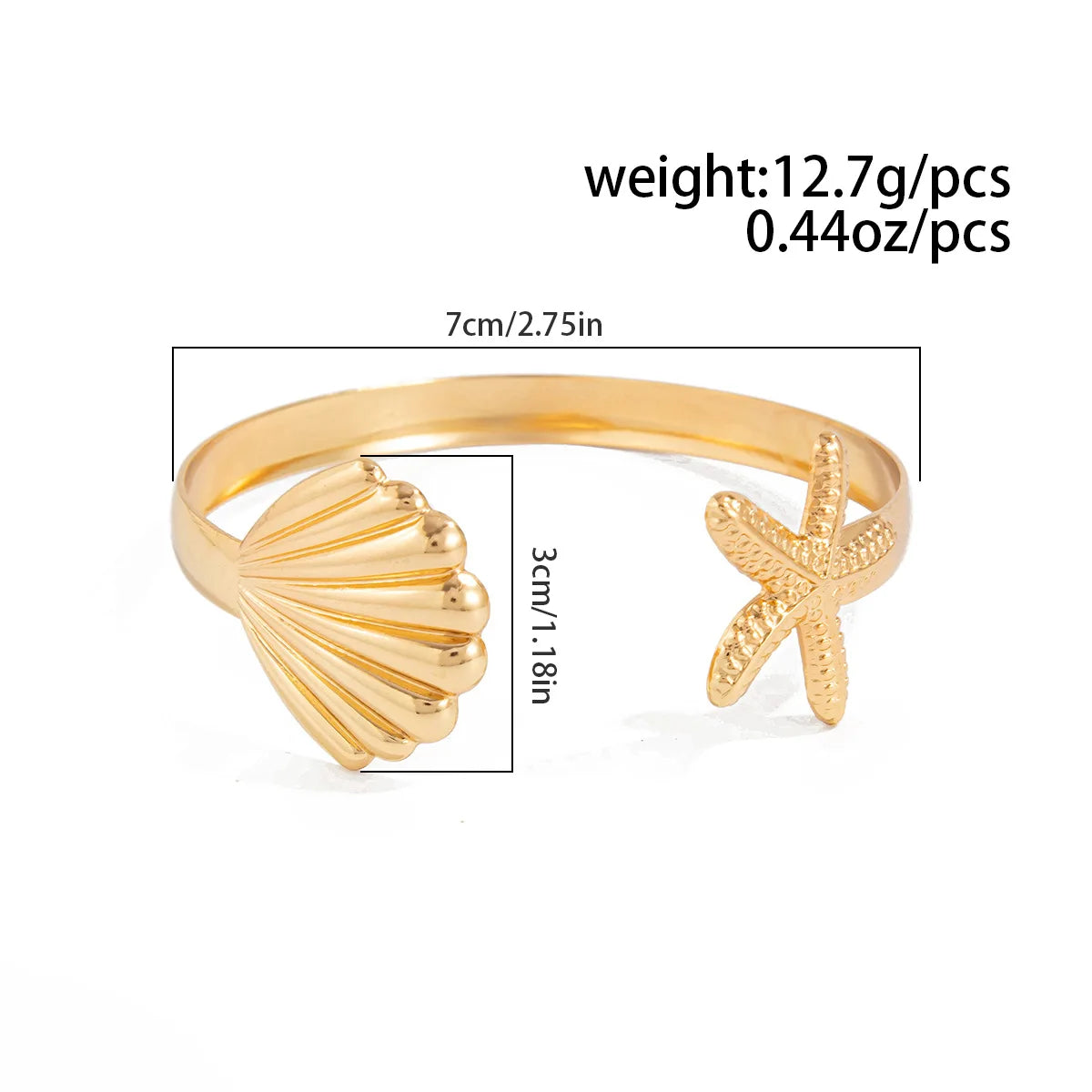 DIEZI Hip Hop Punk Starfish Shell Cuff Bangles For Women Men Exaggerated Fashion Gold Silver Color Bangles Bracelets Jewelry