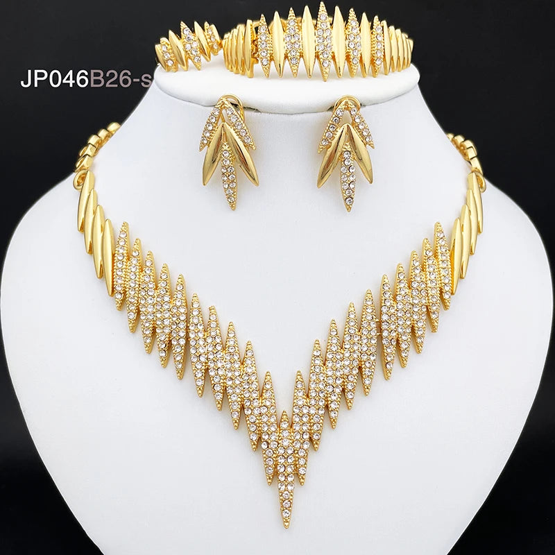 Fashion Jewelry Sets Gold Color Necklace And Earrings For Women 4 Pieces Jewelry Set