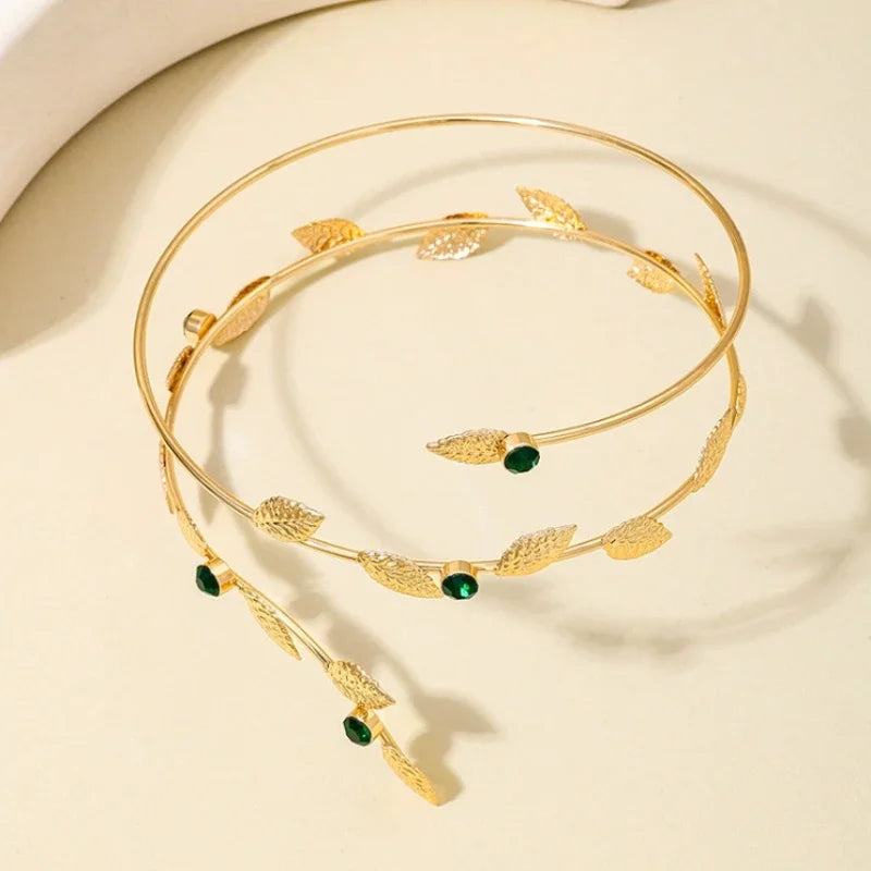 Fashion Trend Leaves Multi-layer Opening Bracelet, Ladies Arm Ring Vacation Style Vacation Party Accessories Jewelry