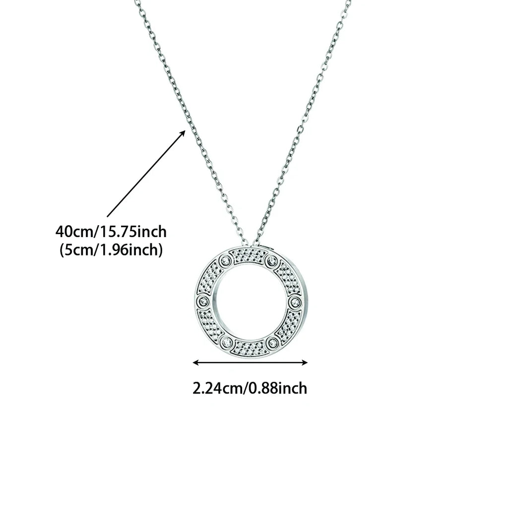 Fashion  Elegant Jewelry Crystal Circle Pendant Necklace  for Women Women Fashion Necklace Jewelry Gift
