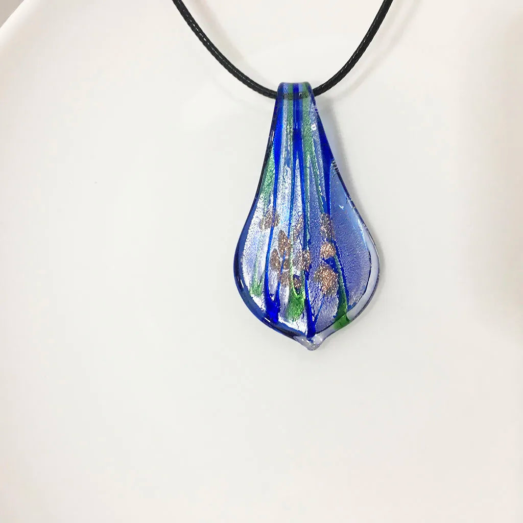 Fashion 3set   Glass Floral Leaf Shape Pendant Necklace Earrings Jewelry Set Handmade Personalized Jewelry for Women