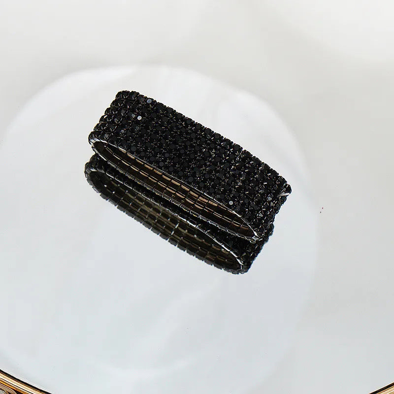 FYUAN Fashion Black Rhinestone Necklace Bracelet Earrings For Women Long Tassel Chain Necklace Lady Party Weddings Jewelry Sets