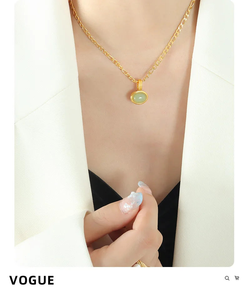 Fashion Necklaces Earring For Woman Set Elegant Green Stone Pendant Poland Wedding Jewelry High Quality Fine Gift Wholesale