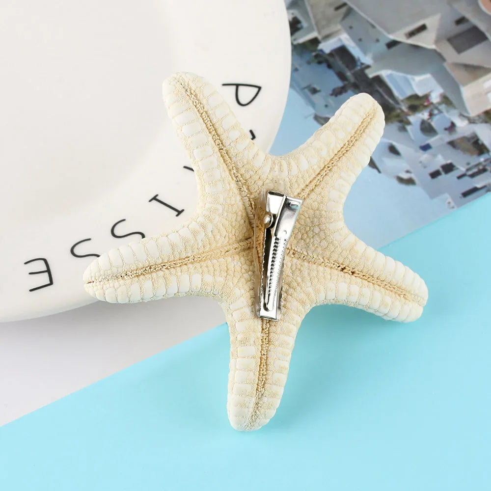 2Pcs Fashion Starfish Hair Clip Star Sea Hairpin Women Elegant Natural Beach Jewelry Hair Accessories