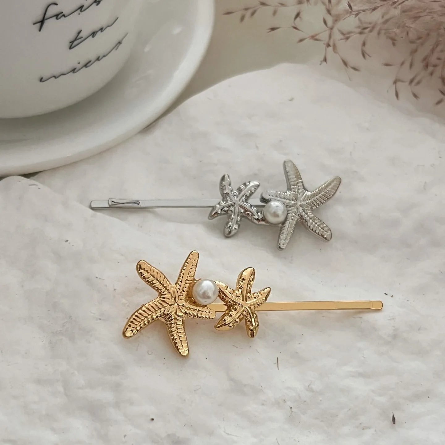 Simple Metal Starfish Hair Clip for Women Girls Gold Color Star Flower Hairpin Fashion Temperament Hair Fork Beach Accessories