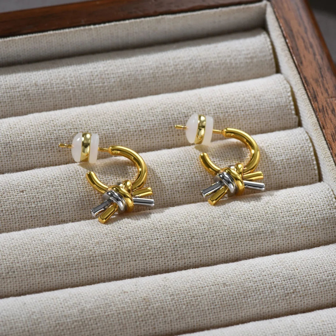 2025 New Fashion Europe America Gold Silver Knotted Earrings Woman Designer Charm Jewelry Trend