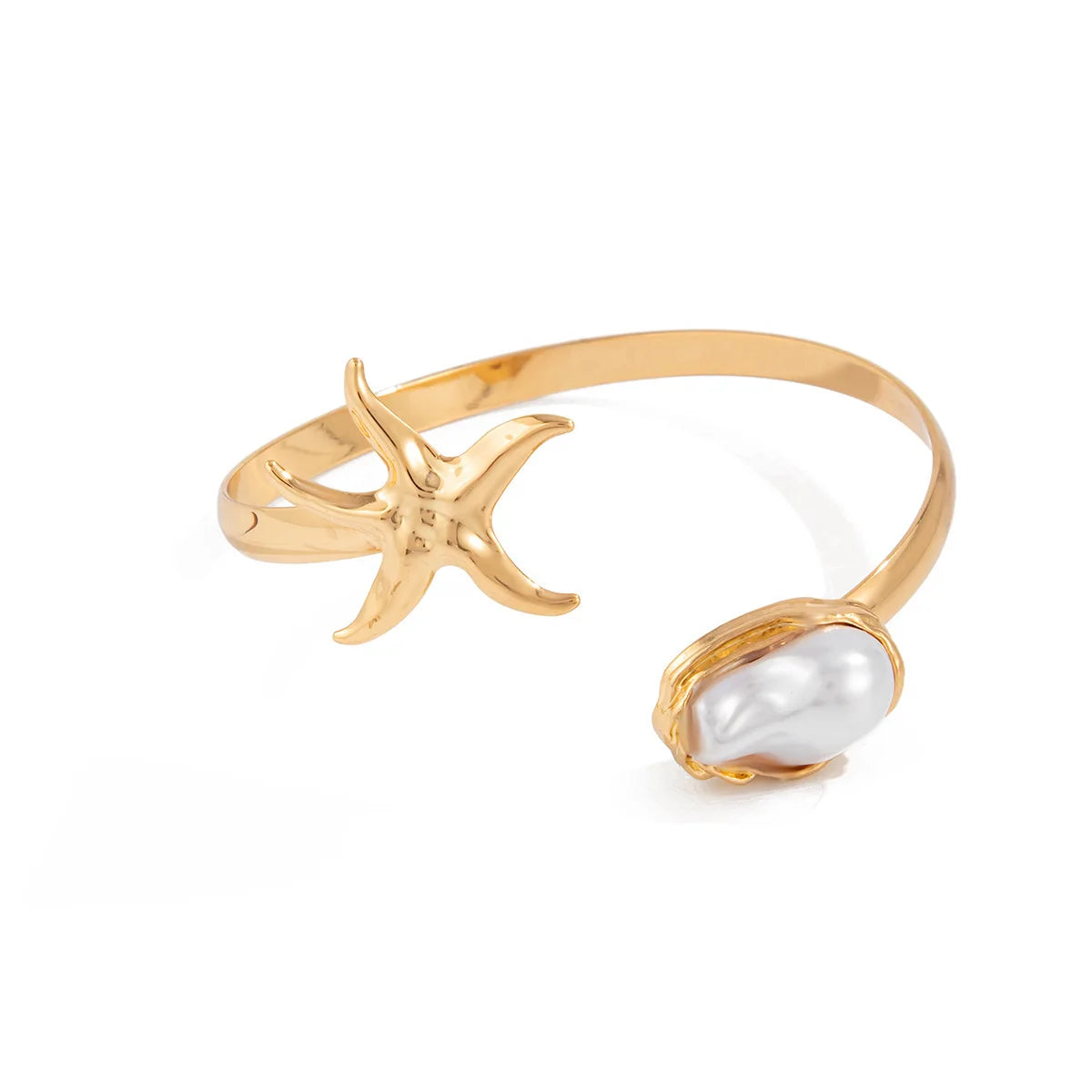 Trendy Metal Starfish Open Cuff Bangles for Women Elegant Flower Spiral Upper Arm Bracelet Boho Beach Vacation Jewelry Gifts