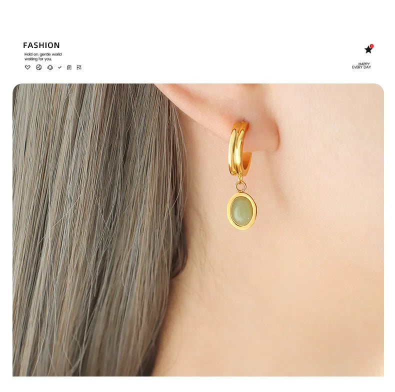 Fashion Necklaces Earring For Woman Set Elegant Green Stone Pendant Poland Wedding Jewelry High Quality Fine Gift Wholesale