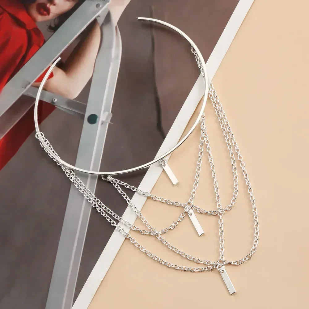 Gold Color Open Upper Arm Bracelet Women's Jewelry Rectangle Charm Tassel Arm Bangle Party Summer Fashion Accessories New